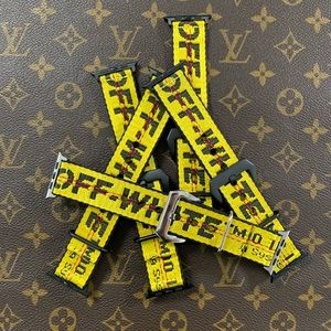 Yellow OW Apple Watch Band (Black Hardware)